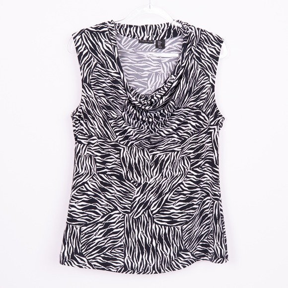 Tahari Tops - Tahari Zebra‎ Print Sleeveless Cowl Neck Blouse Top - Size M
